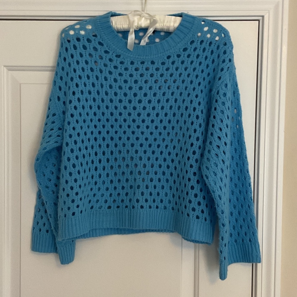 H & M open knit blue sweater